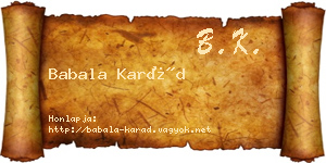 Babala Karád névjegykártya